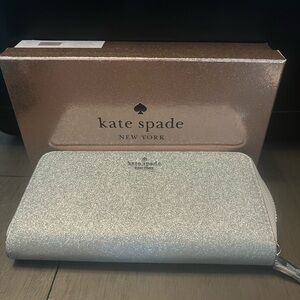 Kate Spade Lunar Light Glimmer boxed large continental wallet